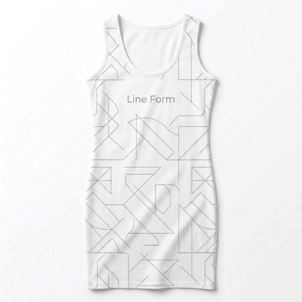 Custom Cotton Bodycon Dress design direction 3: Minimalist Geometric Pattern featuring the Line Form wordmark
