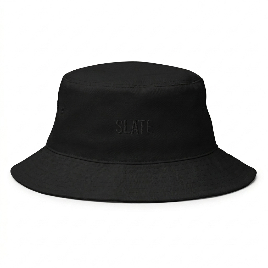 Custom Custom Cotton Twill Bucket Hat design direction 1: Tonal Identity featuring the SLATE wordmark
