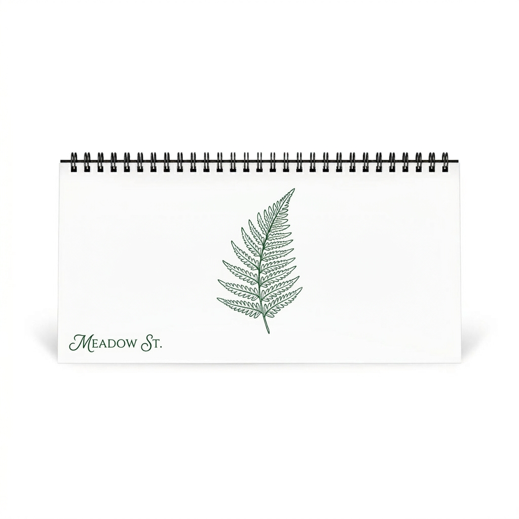 Custom Custom Desk Calendar design direction 2: Botanical Illustration featuring the MEADOW ST. wordmark