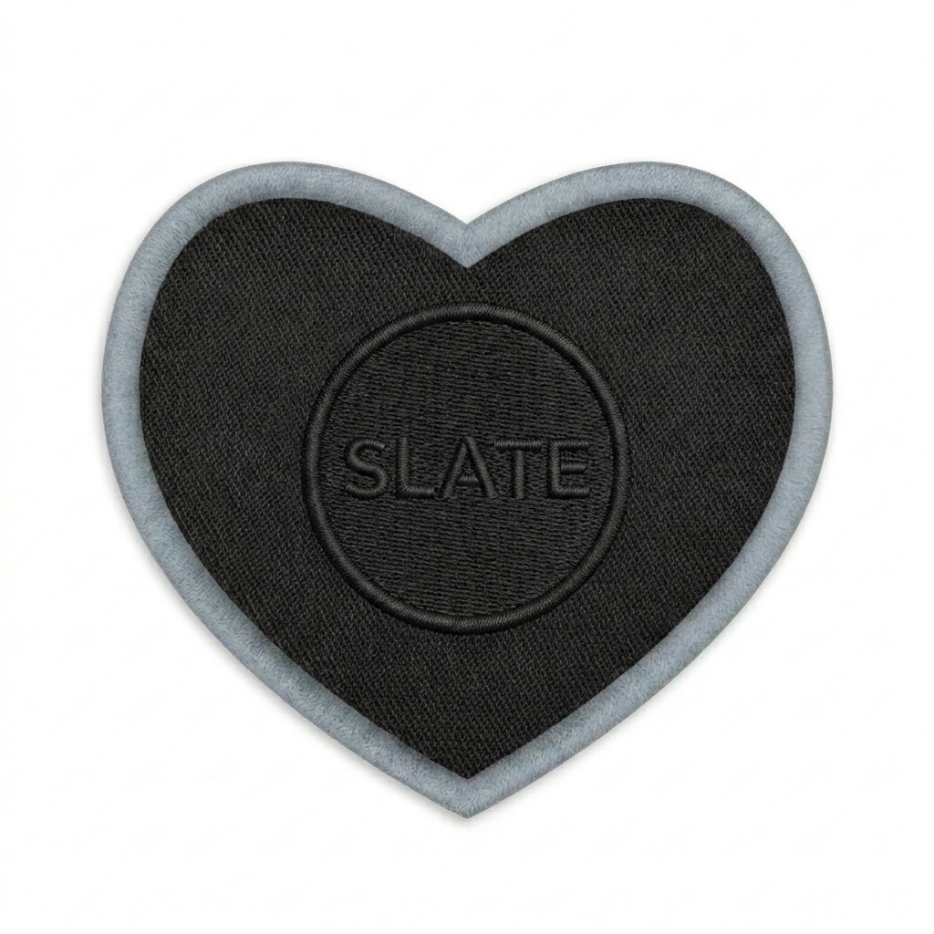 Custom Custom Embroidered Patches design direction 1: Minimalist Wordmark featuring the SLATE wordmark