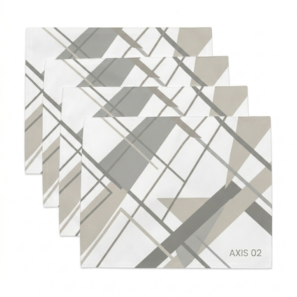 Custom Custom Fabric Placemat Set design direction 1: Abstract Geometric featuring the AXIS 02 wordmark