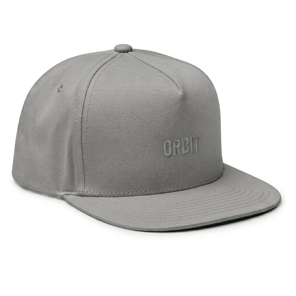 Custom Flat Bill Cap design direction 1: Tonal Minimalist Wordmark featuring the ORBIT wordmark