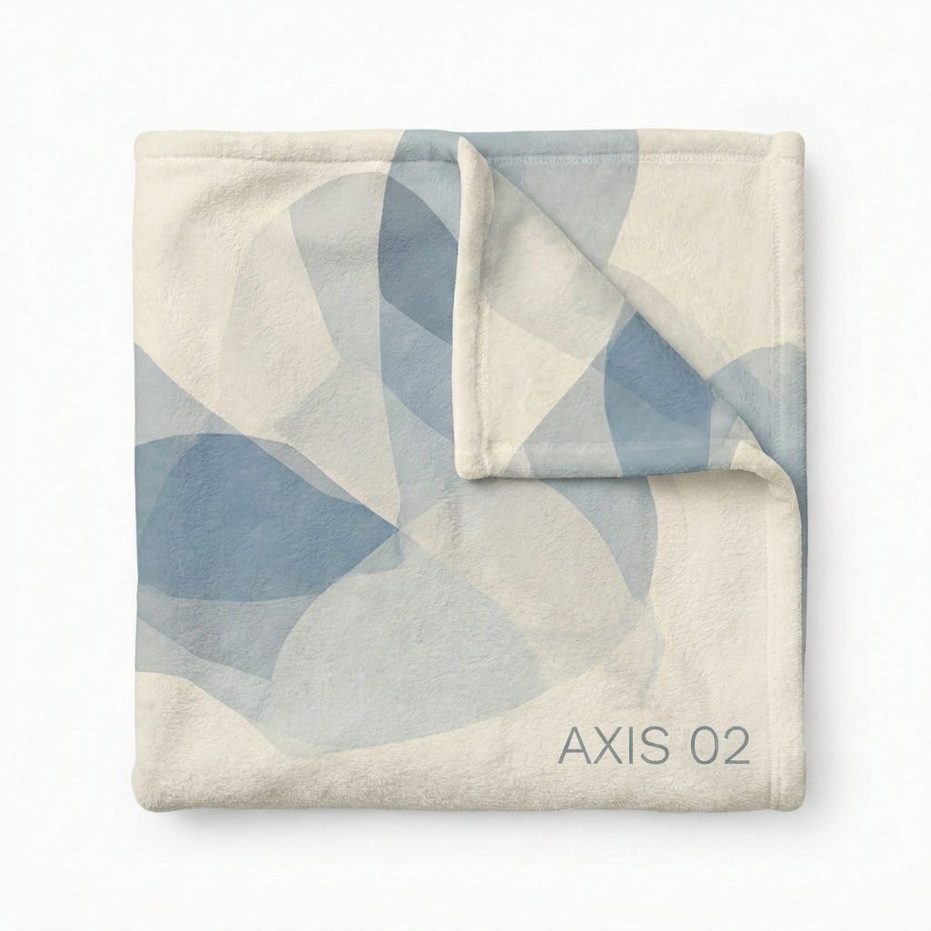 Custom Custom Fleece Blanket design direction 1: Abstract Geometric Pattern featuring the AXIS 02 wordmark