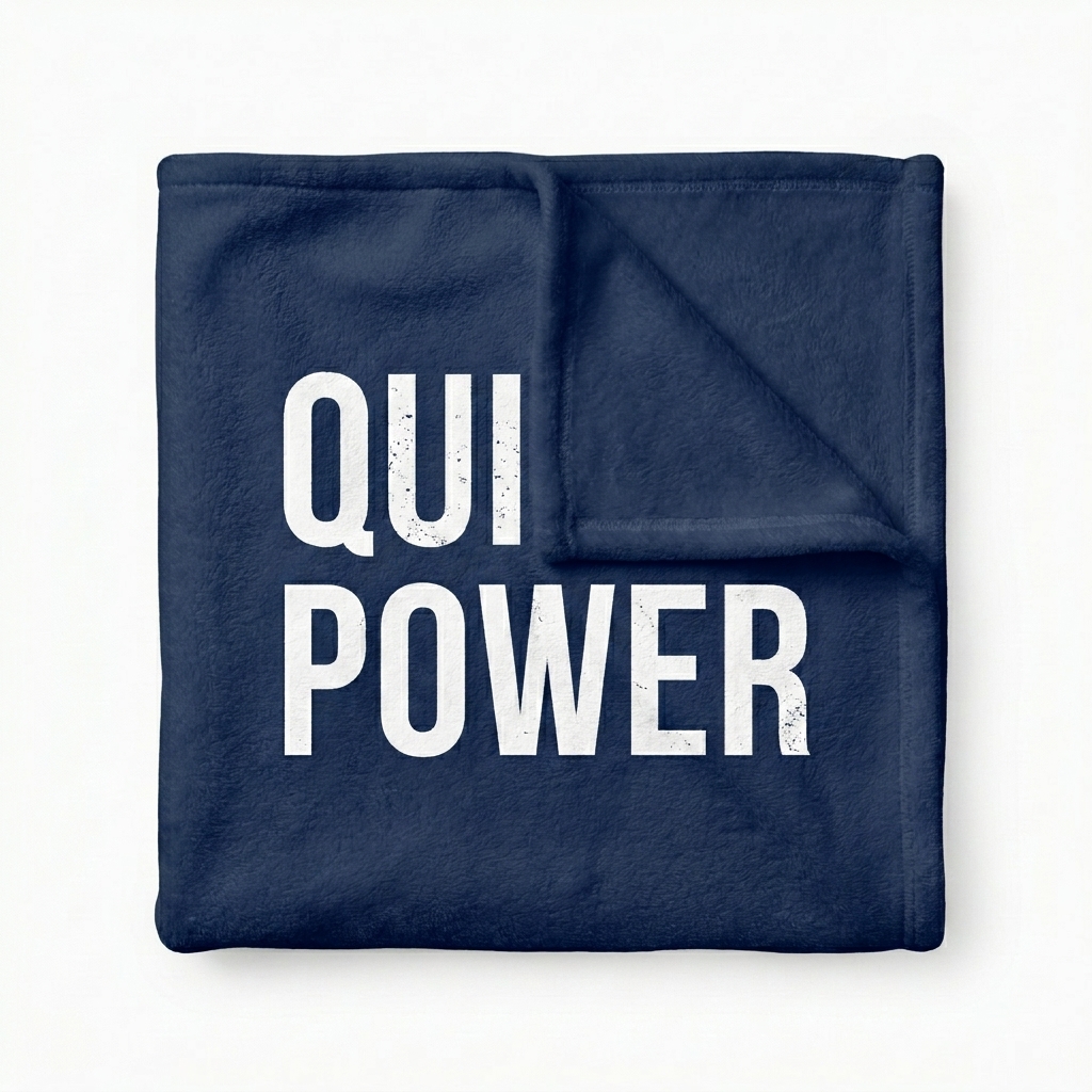 Custom Custom Fleece Blanket design direction 3: Minimalist Wordmark Layout featuring the QUIET POWER wordmark