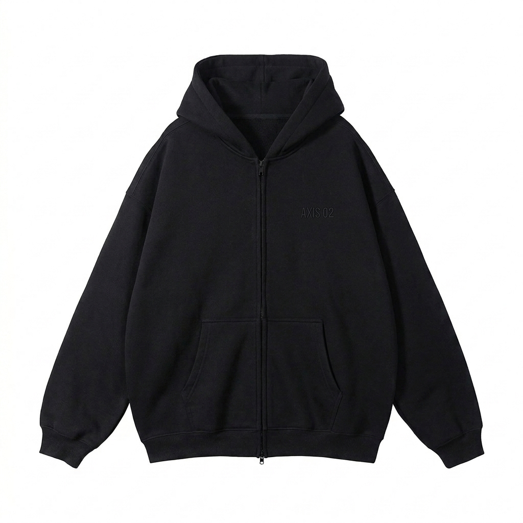Custom Custom Fleece Zip-Through Hoodie design direction 1: Tonal Minimalist Wordmark featuring the AXIS 02 wordmark