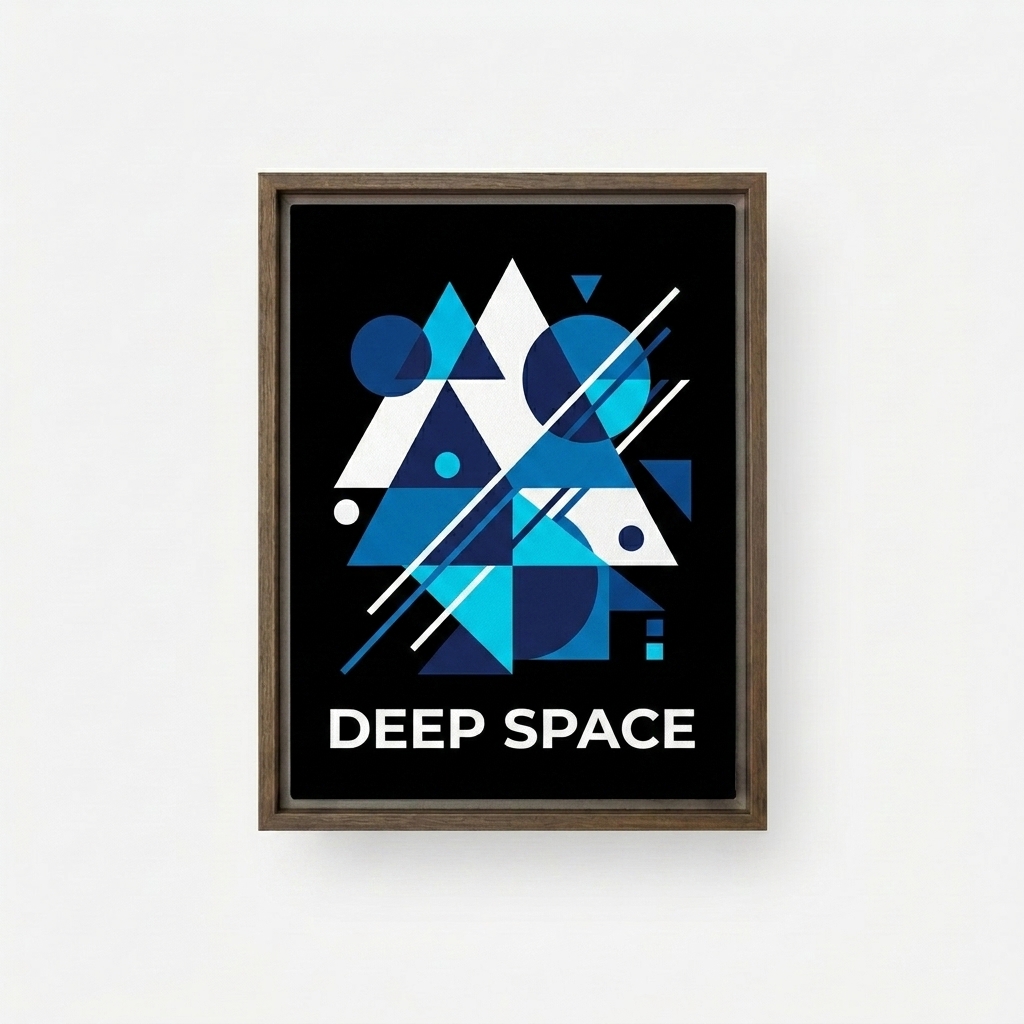 Custom Framed Canvas Print design direction 2: Abstract Geometric featuring the DEEP SPACE wordmark
