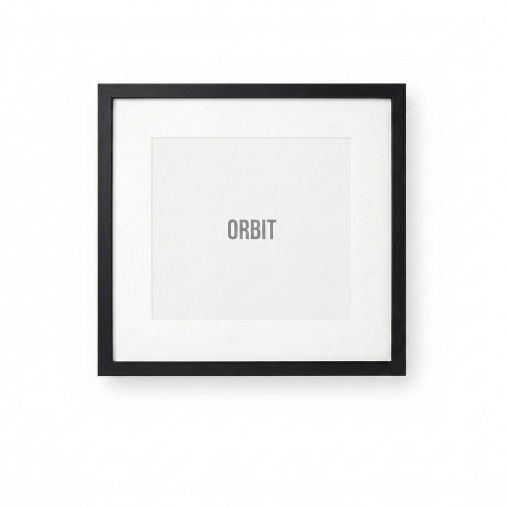 Custom Framed Matte Poster design direction 1: Minimalist Wordmark featuring the ORBIT wordmark
