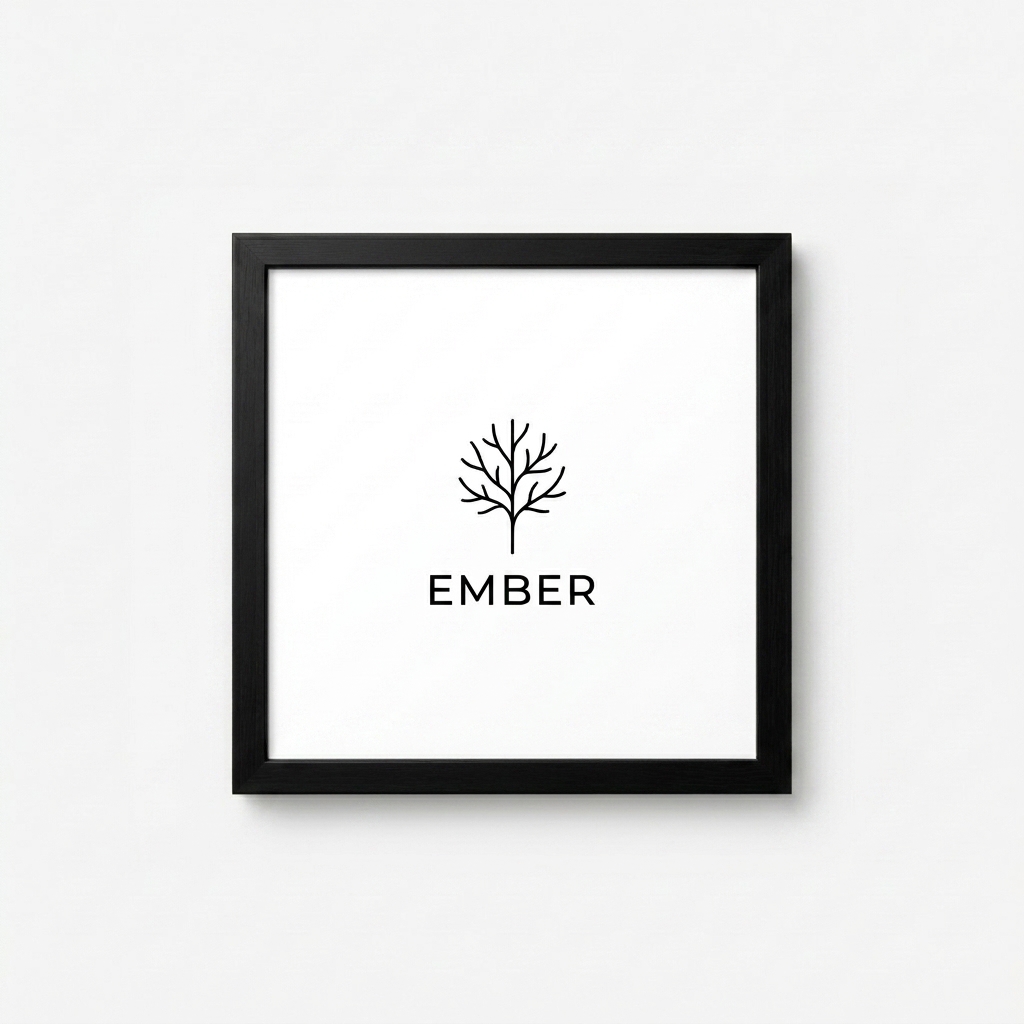Custom Custom Framed Poster design direction 1: Minimalist Line Art featuring the EMBER wordmark