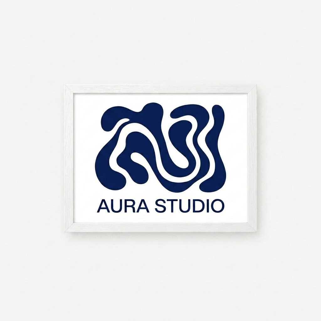 Custom Custom Framed Poster design direction 2: Bold Abstract Graphic featuring the AURA STUDIO wordmark