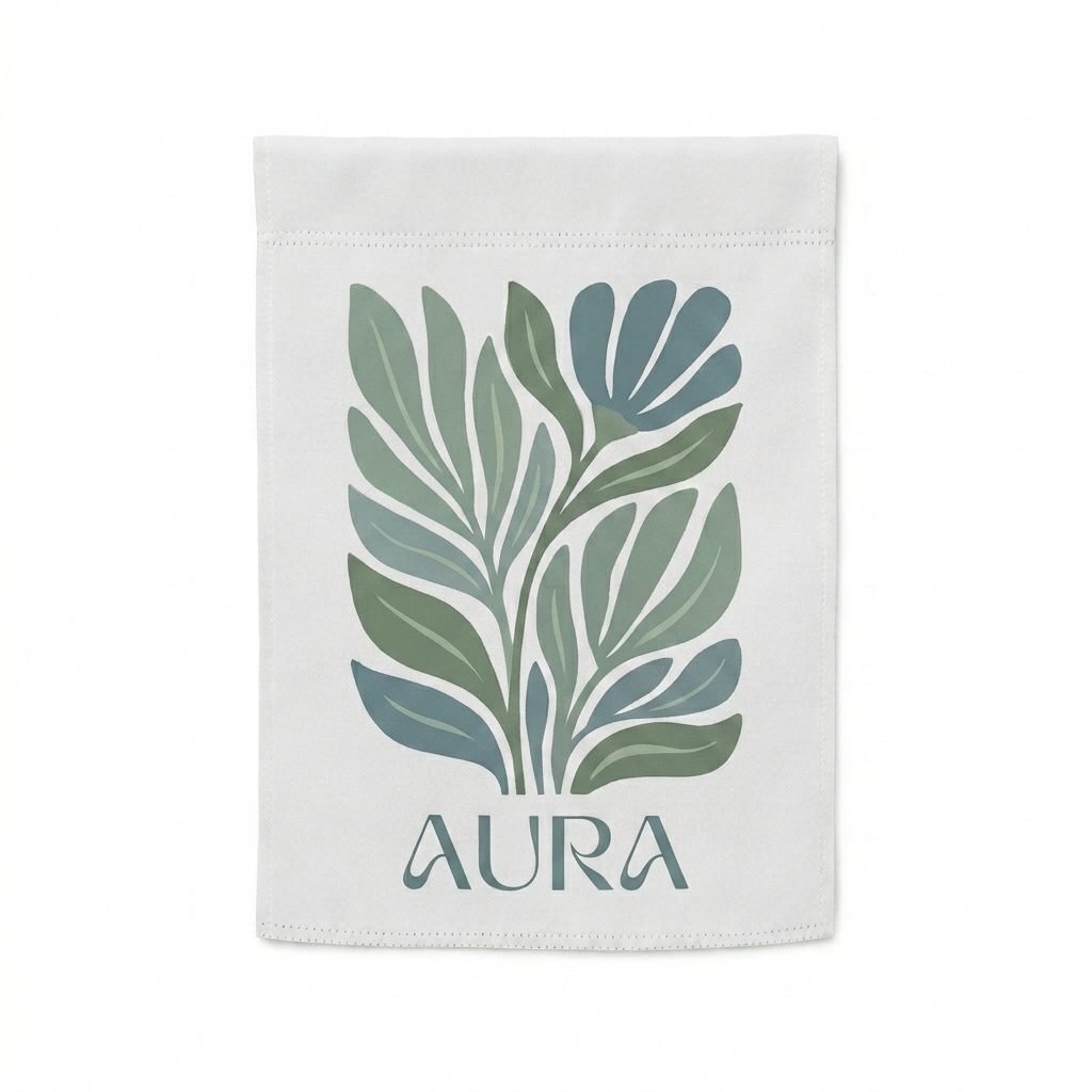 Custom Custom Garden Flag design direction 2: Bold Abstract Graphic featuring the AURA wordmark