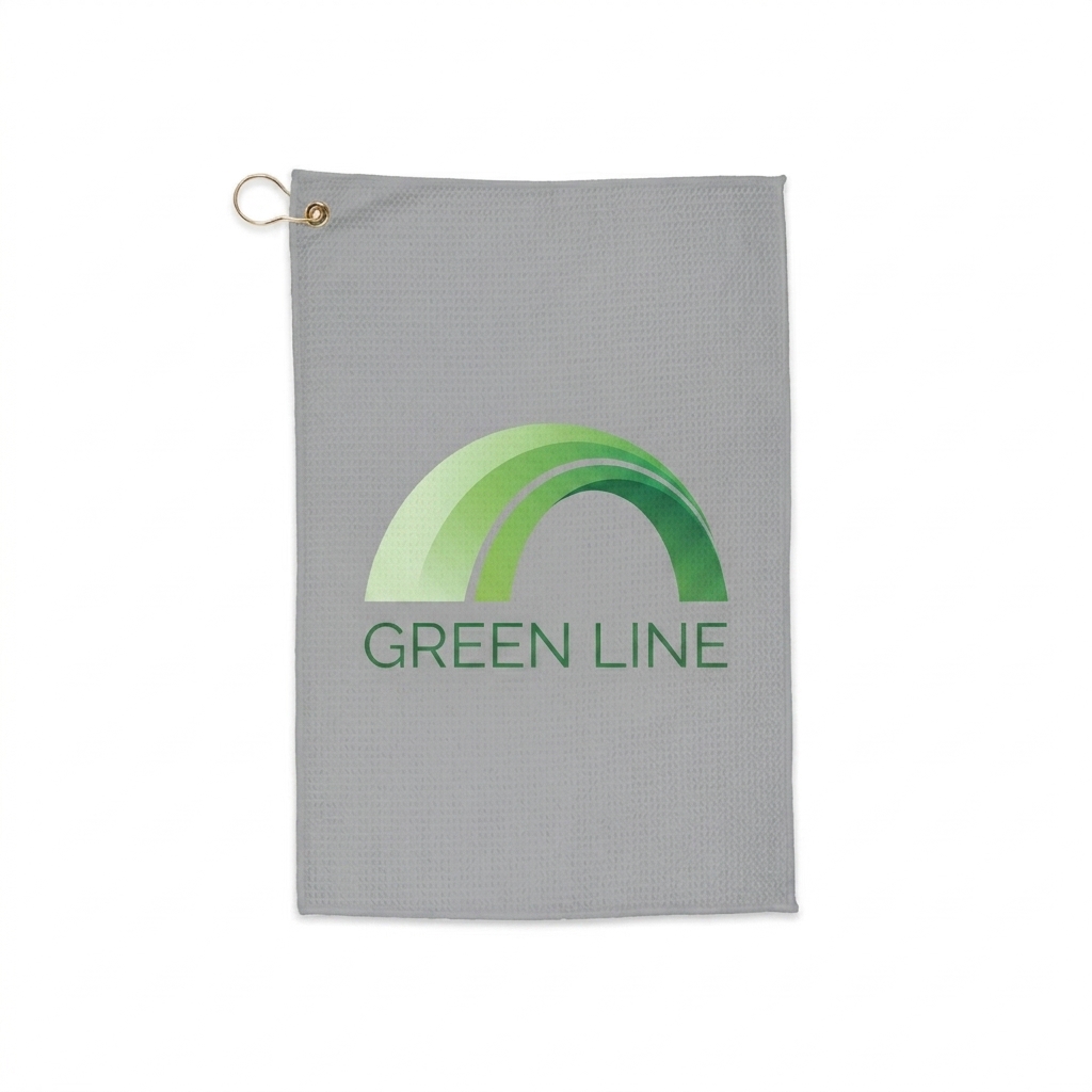 Custom Custom Golf Towel design direction 2: Bold Abstract Golf Graphic featuring the GREEN LINE wordmark