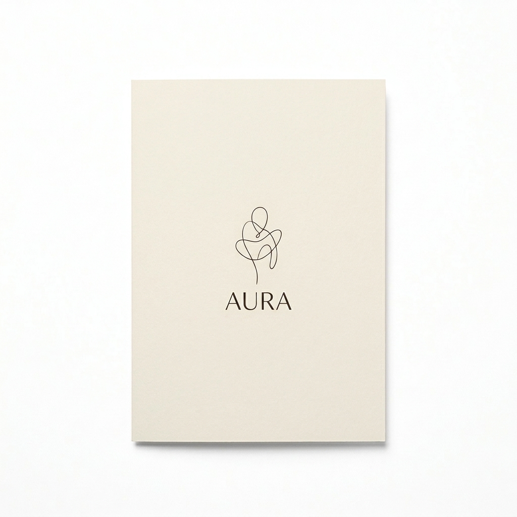Custom Custom Greeting Cards design direction 1: Minimalist Line Art featuring the AURA wordmark