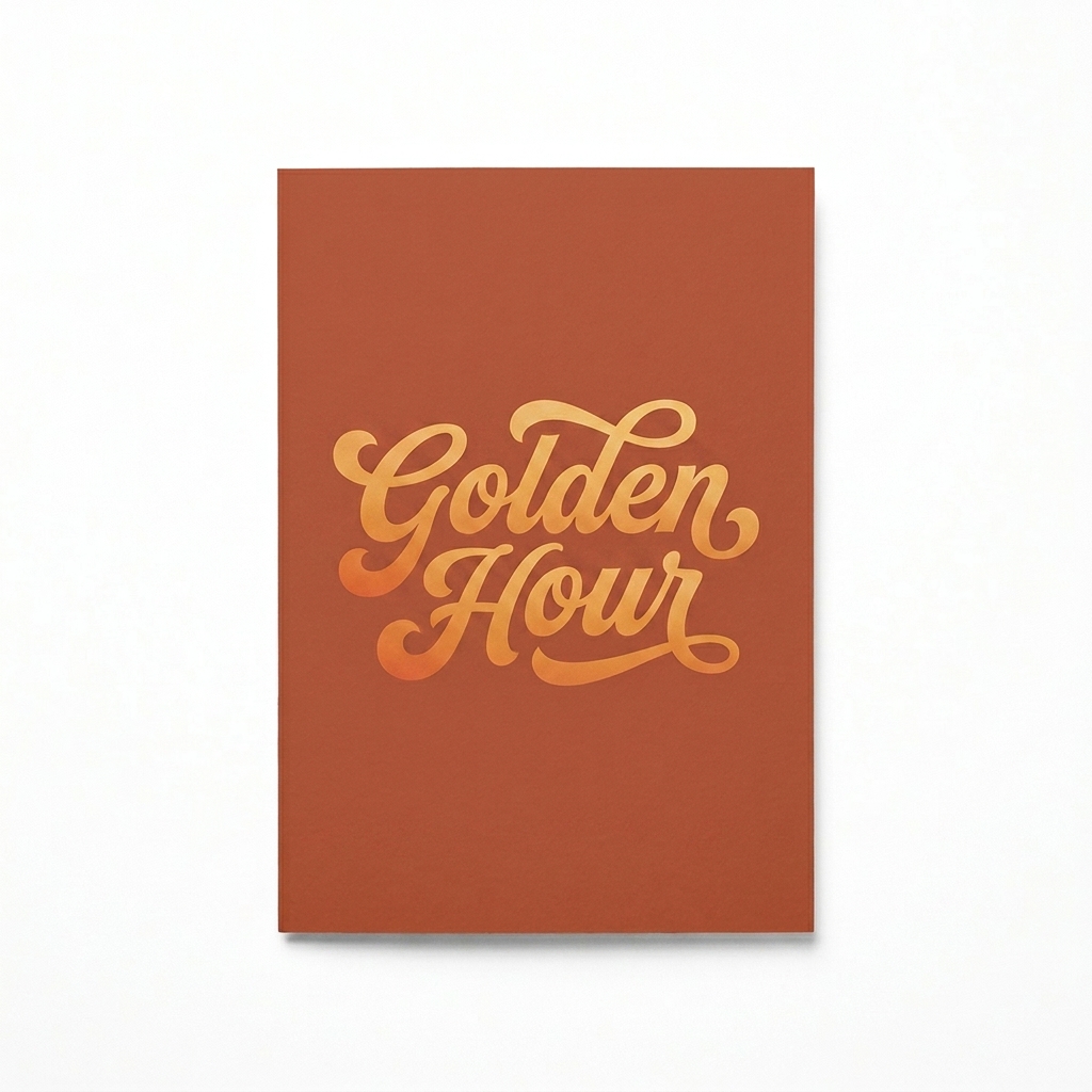 Custom Custom Greeting Cards design direction 3: Retro Script Wordmark featuring the GOLDEN HOUR wordmark