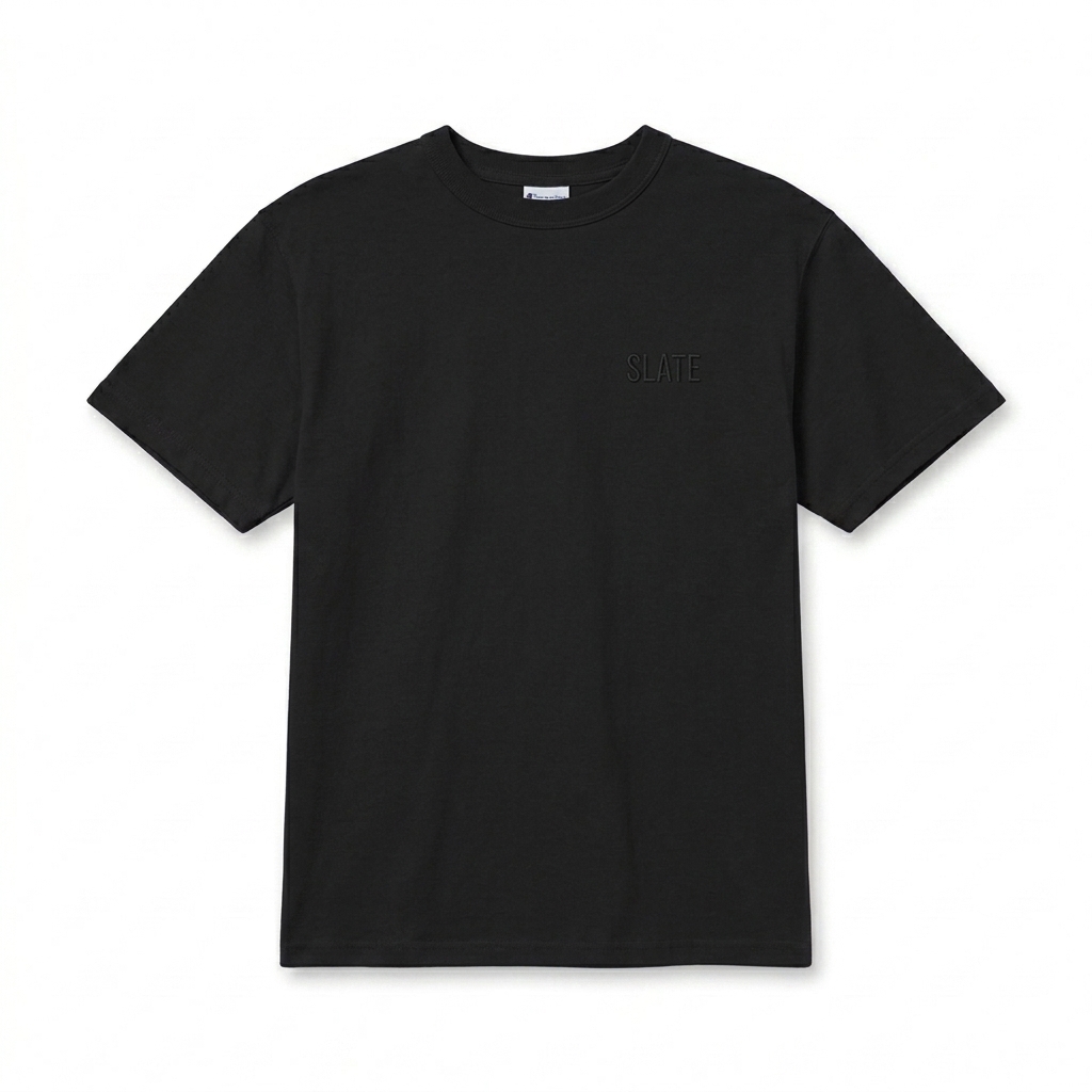 Custom Custom Heritage T-Shirt design direction 1: Tonal Minimalist Wordmark featuring the SLATE wordmark