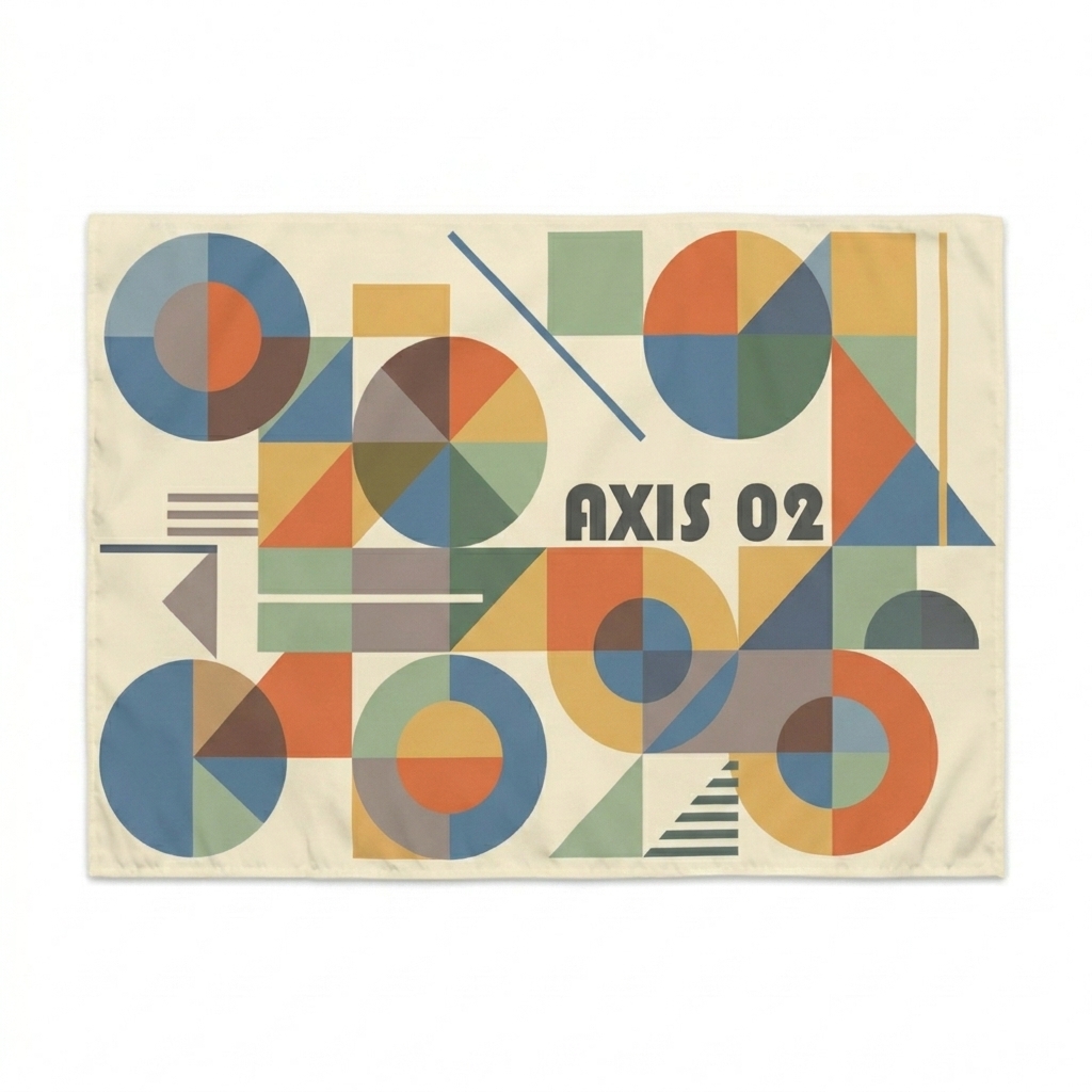 Custom Custom Indoor Wall Tapestry design direction 1: Abstract Geometric featuring the AXIS 02 wordmark