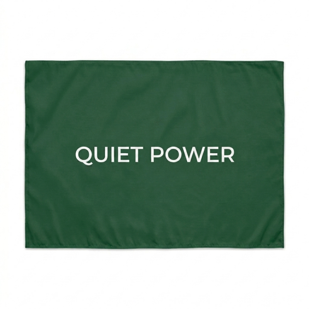 Custom Custom Indoor Wall Tapestry design direction 2: Minimalist Wordmark featuring the QUIET POWER wordmark