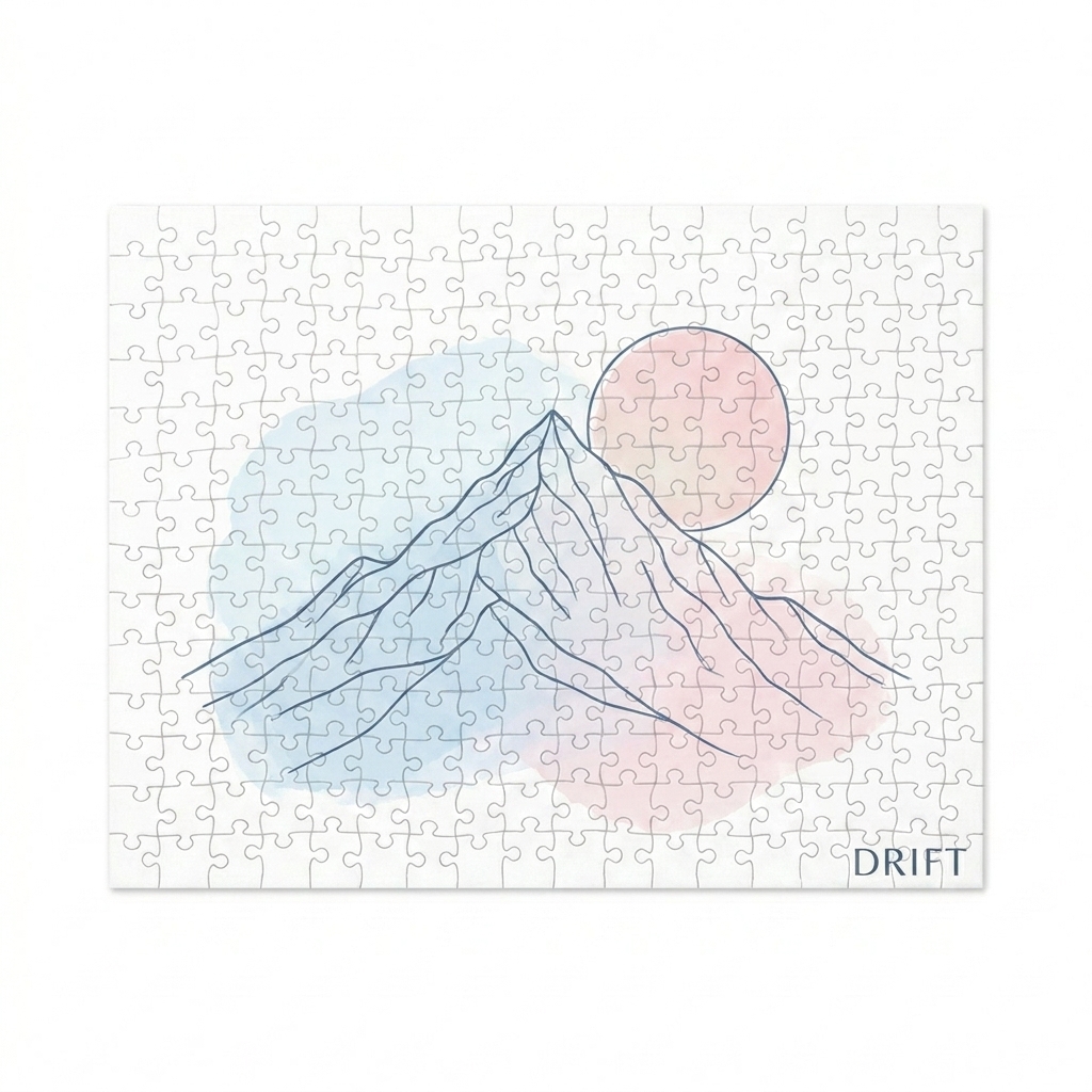 Custom Custom Jigsaw Puzzle design direction 1: Minimalist Horizon featuring the DRIFT wordmark