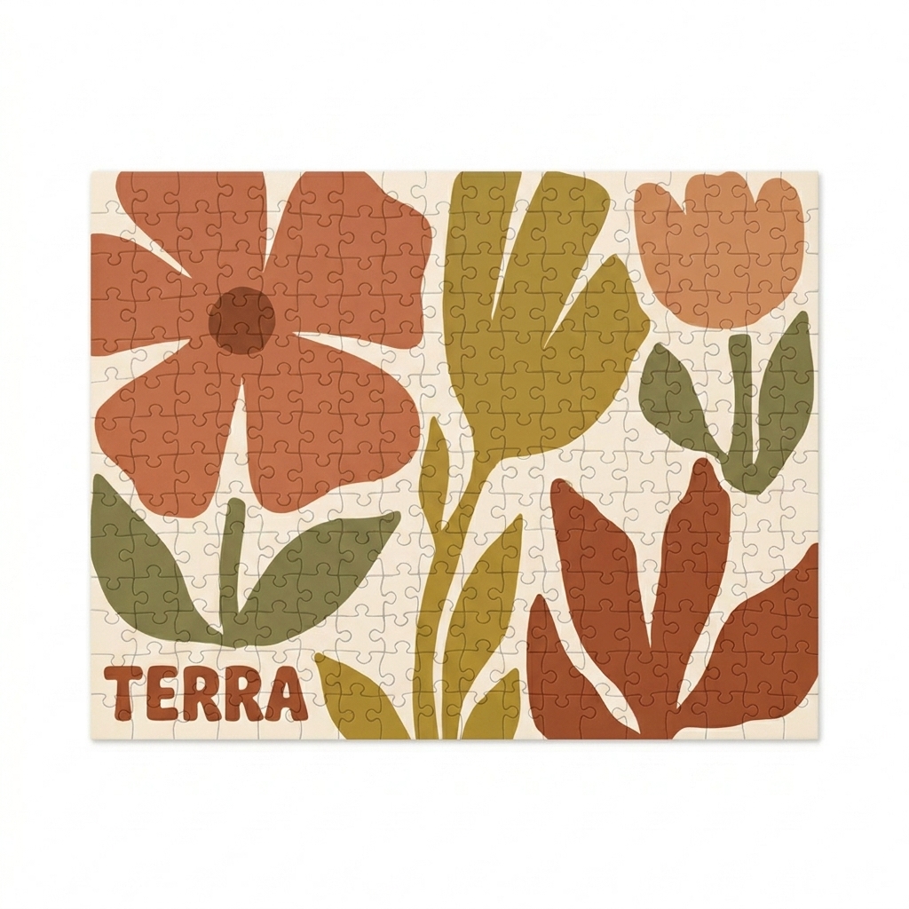 Custom Custom Jigsaw Puzzle design direction 2: Abstract Flora Bloom featuring the TERRA wordmark