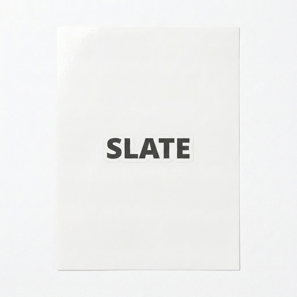 Custom Custom Kiss-Cut Sticker Sheet design direction 1: Minimalist Wordmark featuring the SLATE wordmark