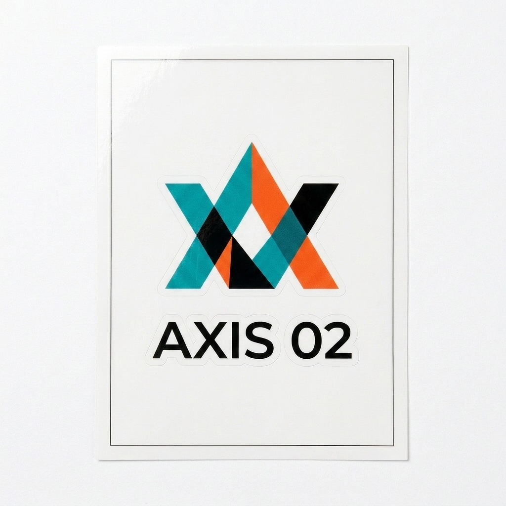 Custom Custom Kiss-Cut Sticker Sheet design direction 3: Abstract Geometric Graphic featuring the AXIS 02 wordmark
