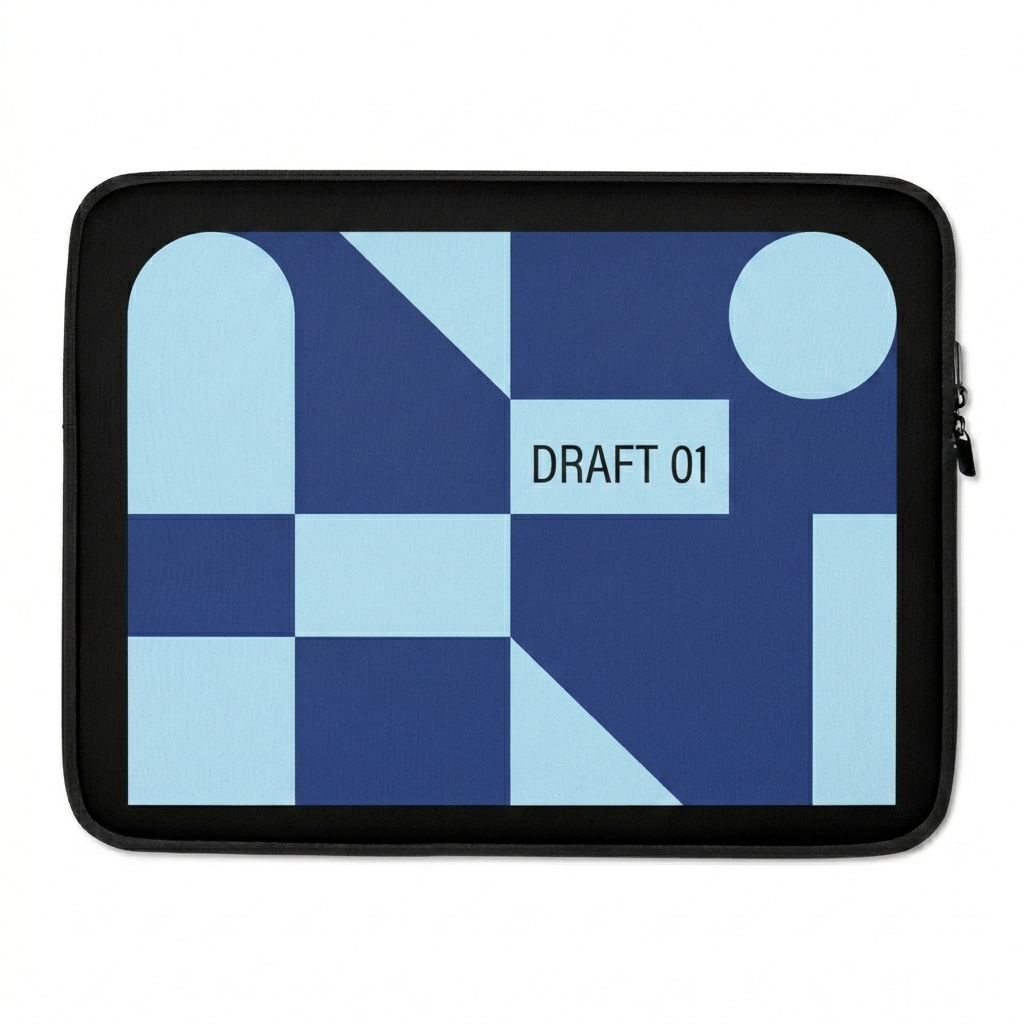 Custom Custom Laptop Sleeve design direction 2: Abstract Geometric Graphic featuring the DRAFT 01 wordmark