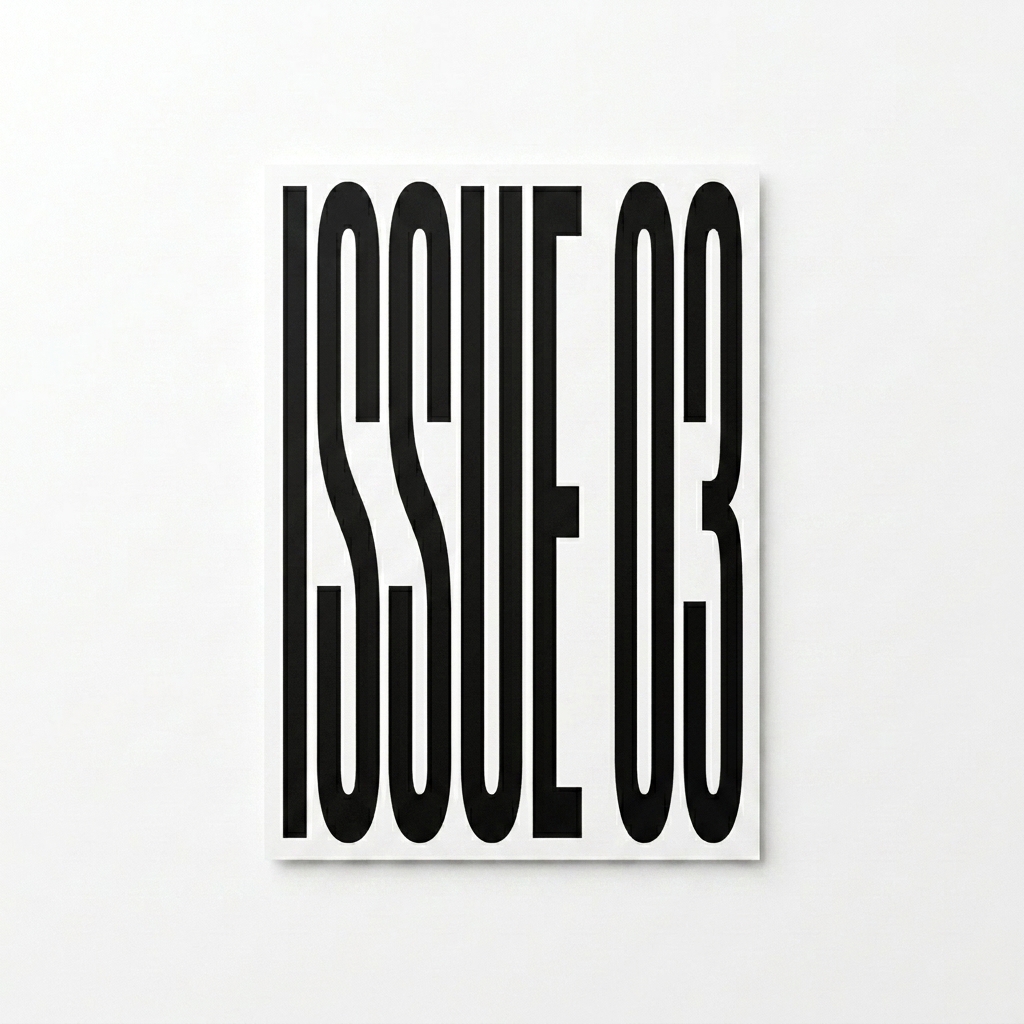 Custom Custom Matte Paper Poster design direction 3: Experimental Typographic Layout featuring the ISSUE 03 wordmark