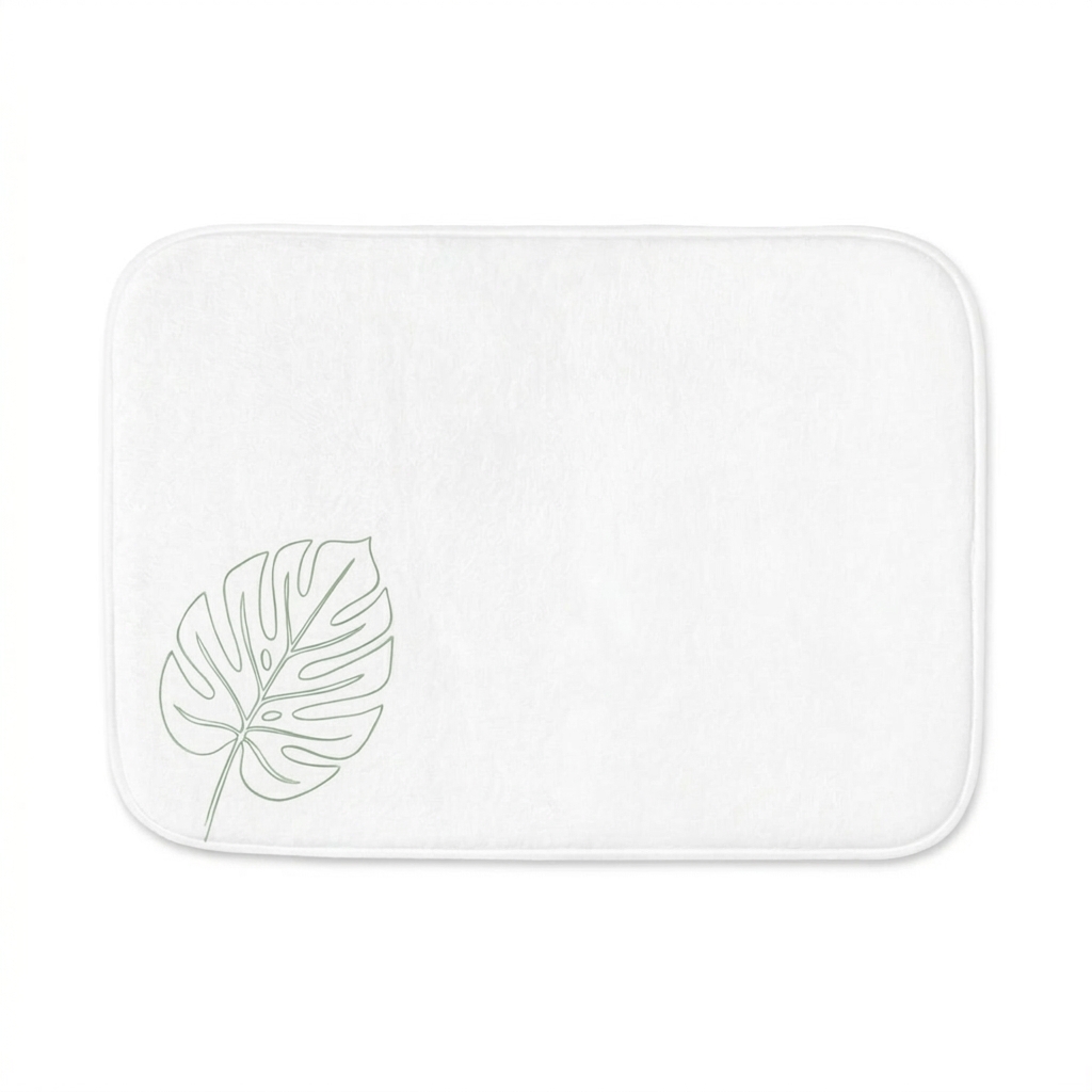 Custom Memory Foam Bath Mat design direction 3: Botanical Line Art featuring the TERRA wordmark