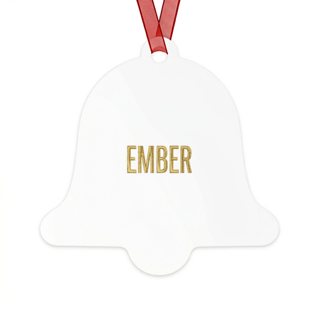 Custom Custom Metal Christmas Ornament design direction 1: Tonal Minimalist Wordmark featuring the EMBER wordmark