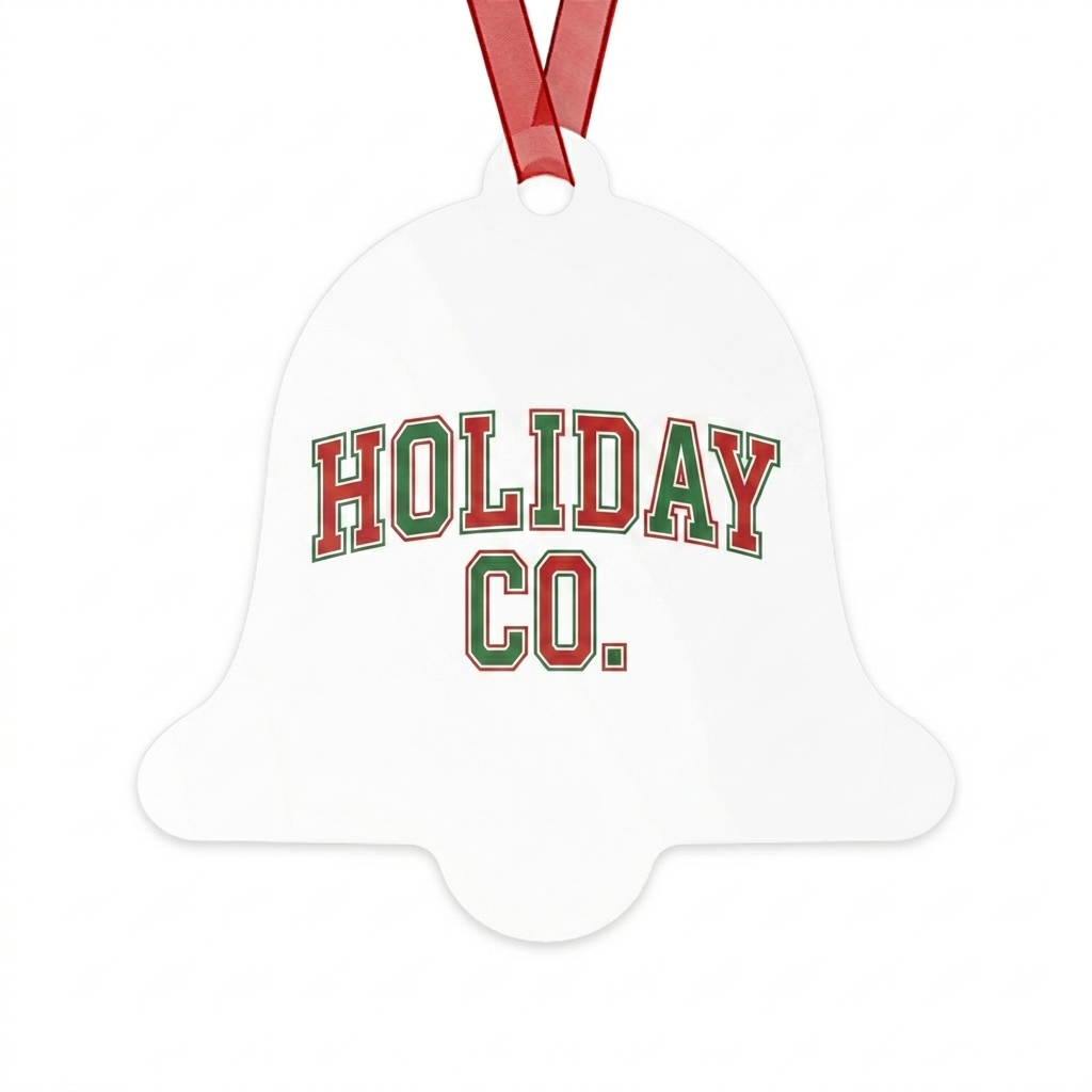 Custom Custom Metal Christmas Ornament design direction 3: Retro Collegiate Typography featuring the HOLIDAY CO. wordmark