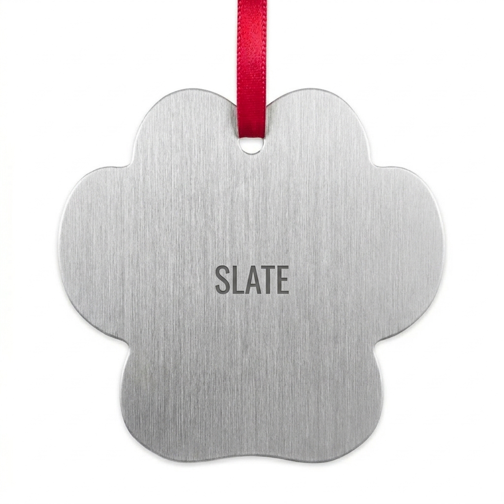 Custom Custom Metal Ornaments design direction 1: Tonal Minimalist Wordmark featuring the SLATE wordmark