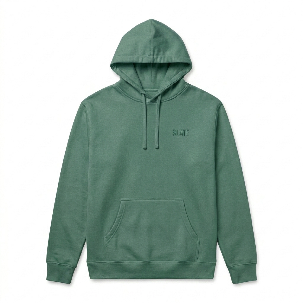 Custom Custom Midweight Hoodie design direction 1: Tonal Minimalist Wordmark featuring the SLATE wordmark