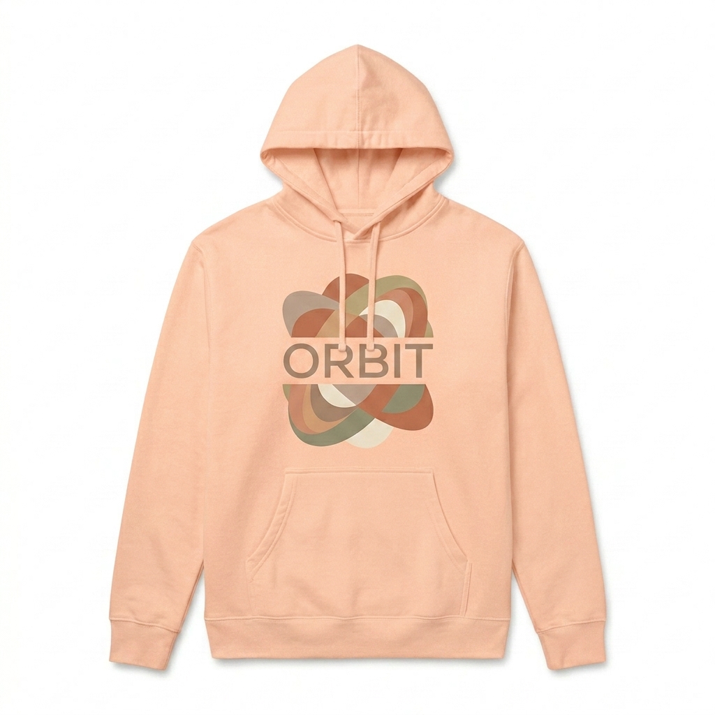 Custom Custom Midweight Hoodie design direction 2: Bold Abstract Graphic featuring the ORBIT wordmark