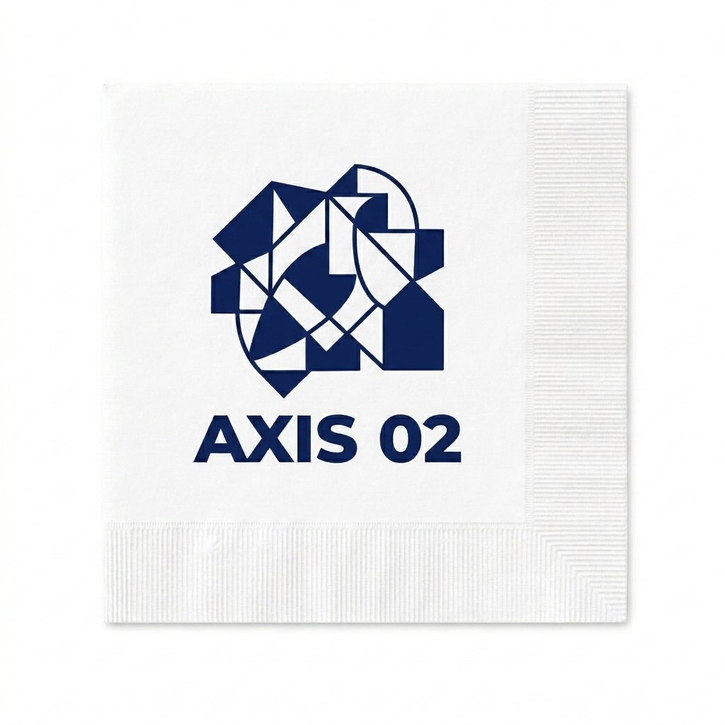 Custom Custom Paper Napkins design direction 2: Abstract Geometric Graphic featuring the AXIS 02 wordmark