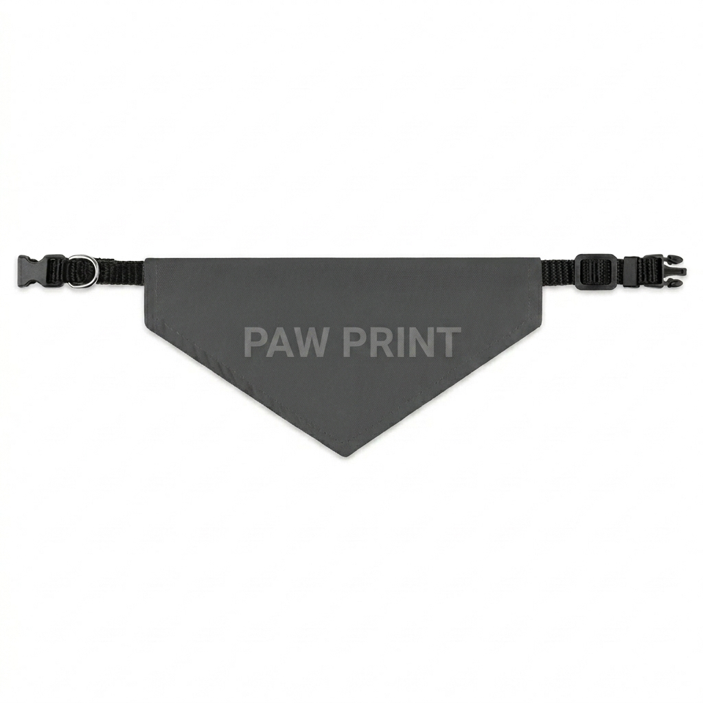 Custom Custom Pet Bandana Collar design direction 1: Minimalist Pet Identity featuring the PAW PRINT wordmark