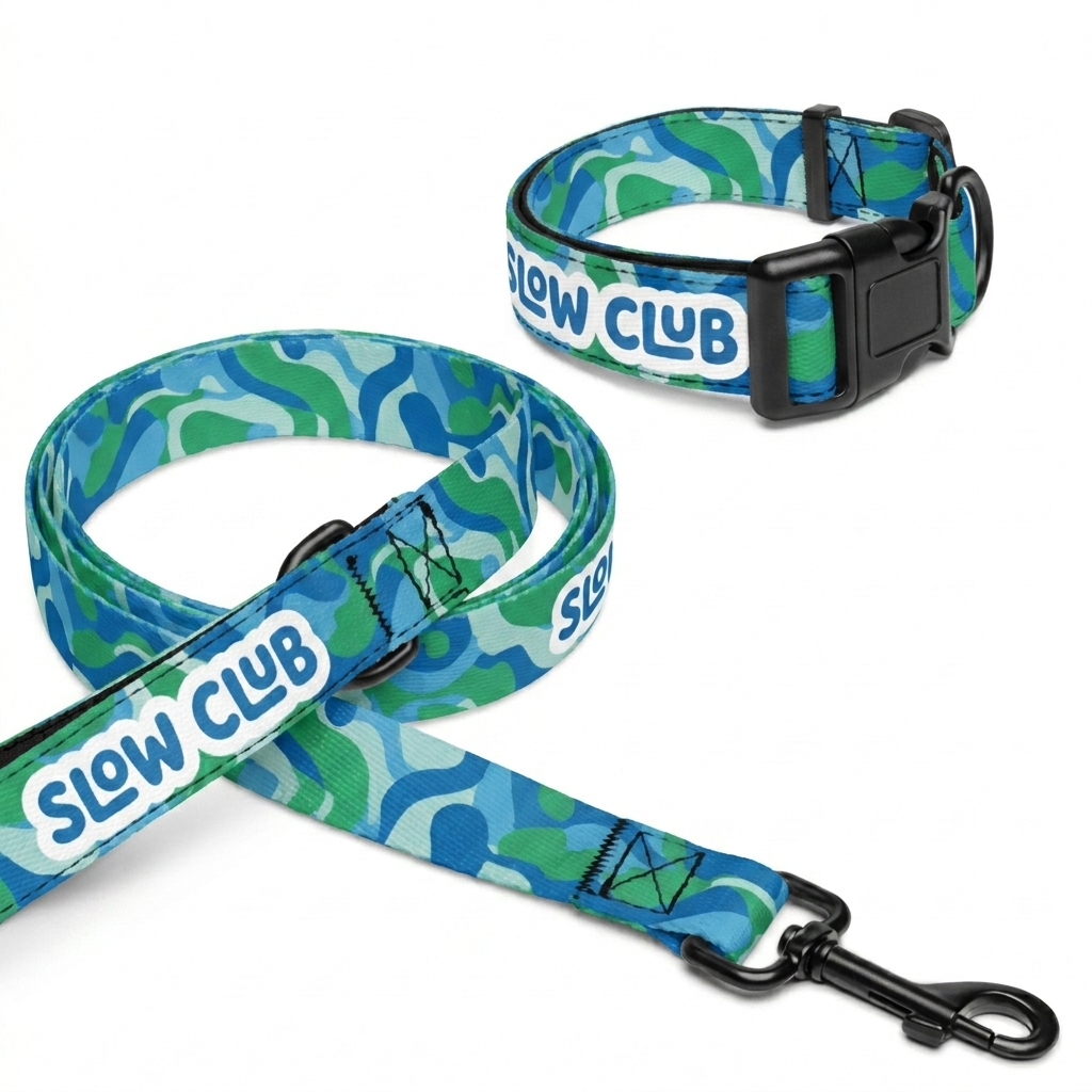 Custom Custom Pet Collar & Leash Set design direction 2: Bold Abstract Graphic featuring the SLOW CLUB wordmark