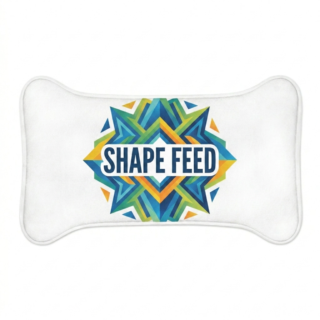 Custom Custom Pet Feeding Mat design direction 3: Geometric Pattern Play featuring the SHAPE FEED wordmark