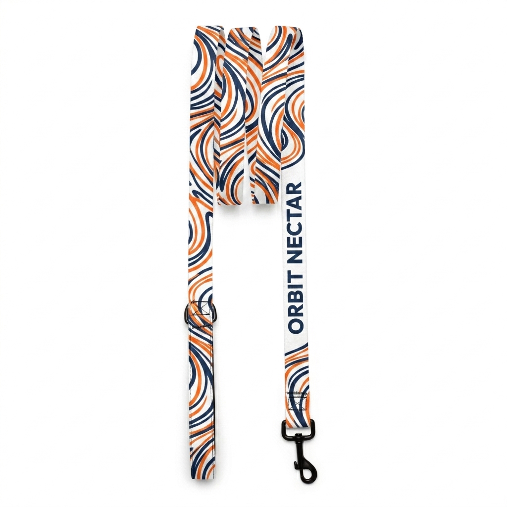 Custom Custom Pet Leash design direction 3: Bold Abstract Swirls featuring the ORBIT NECTAR wordmark