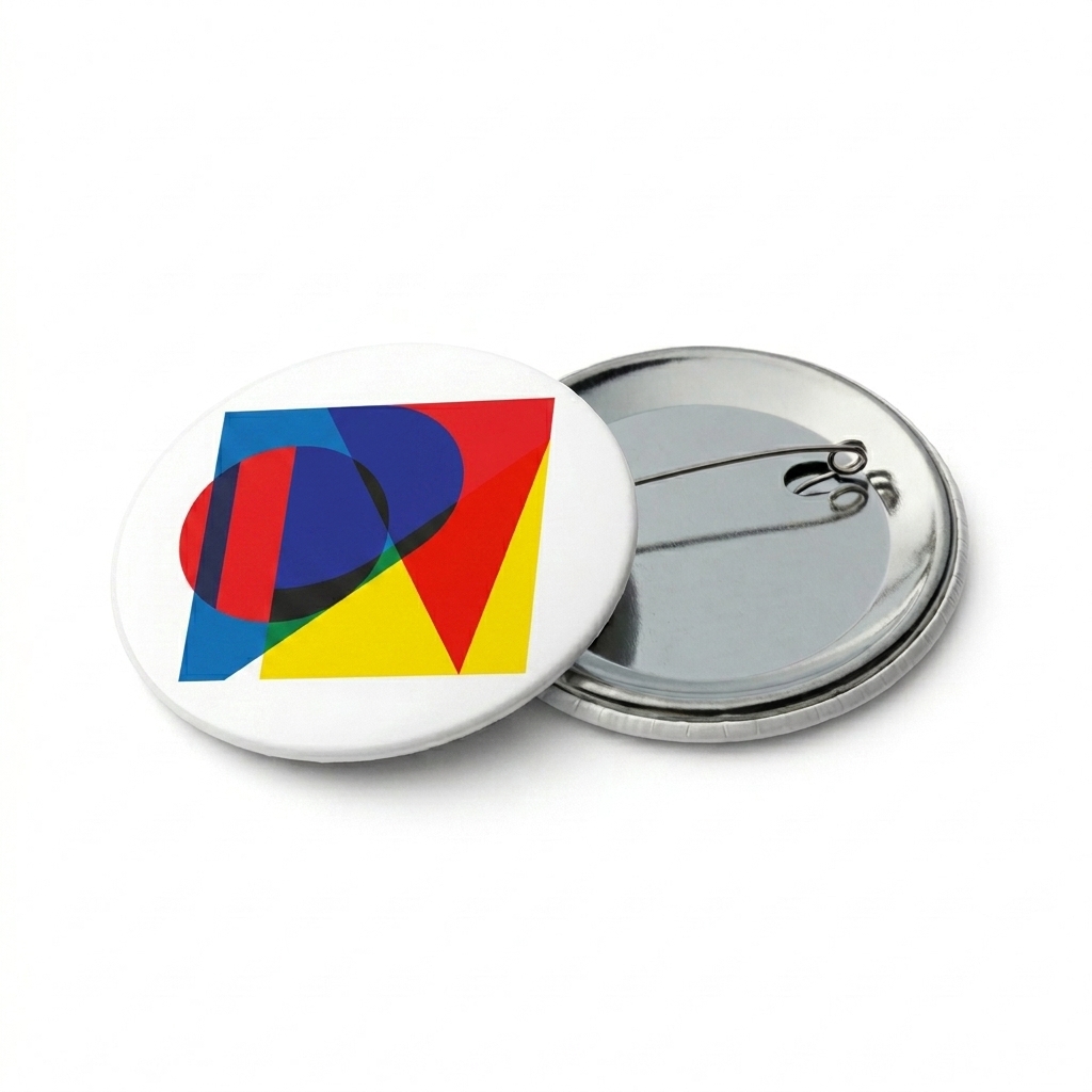 Custom Custom Pin Buttons design direction 2: Bold Abstract Graphic featuring the RIVER GUIDE wordmark