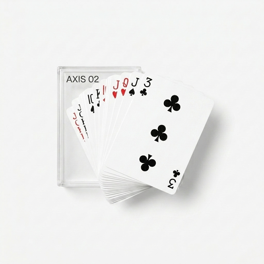Custom Custom Poker Playing Cards design direction 1: Minimalist Monogram featuring the AXIS 02 wordmark