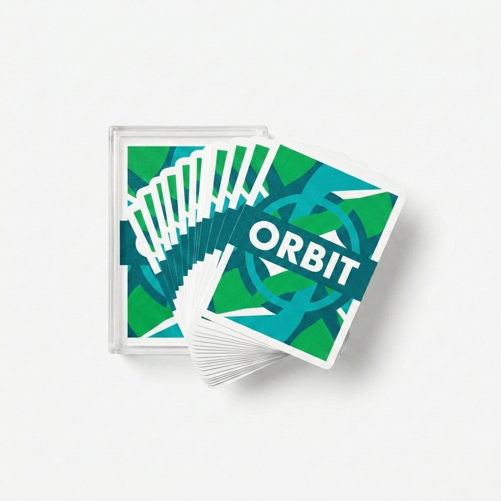 Custom Custom Poker Playing Cards design direction 2: Bold Abstract Graphic featuring the ORBIT wordmark