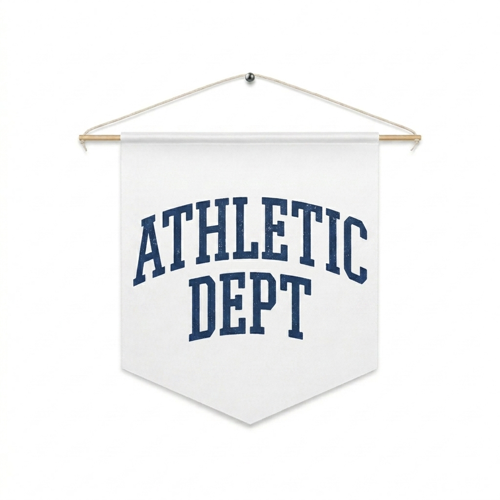 Custom Custom Polyester Pennant design direction 3: Retro Collegiate Emblem featuring the ATHLETIC DEPT wordmark
