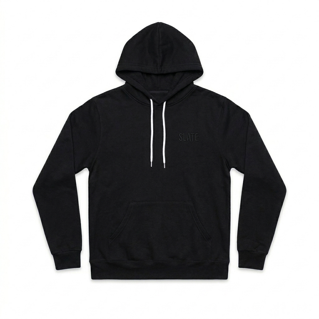 Custom Custom Pullover Hoodie design direction 1: Tonal Minimalist Wordmark featuring the SLATE wordmark
