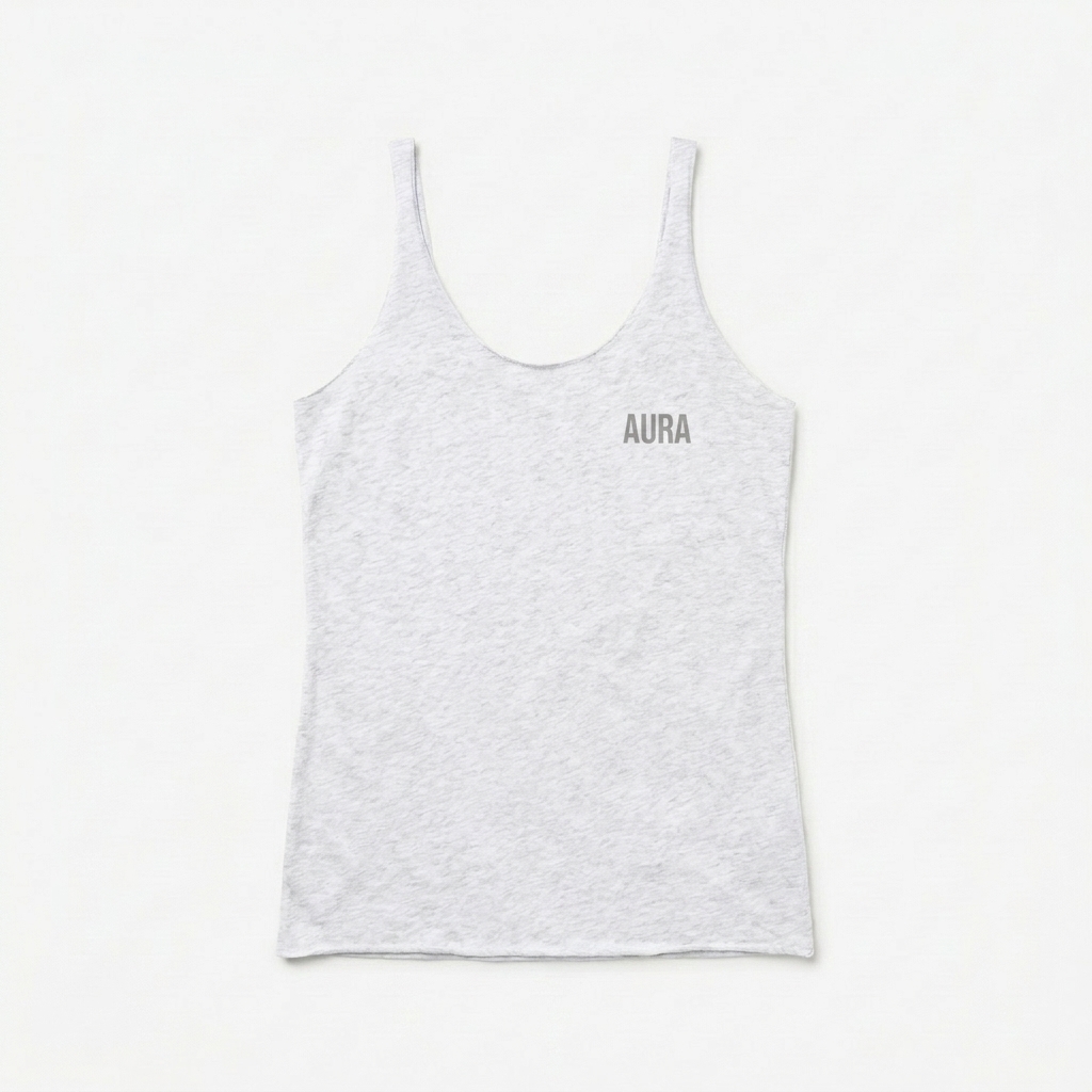 Custom Racerback Tank Top design direction 1: Tonal Minimalist Wordmark featuring the AURA wordmark
