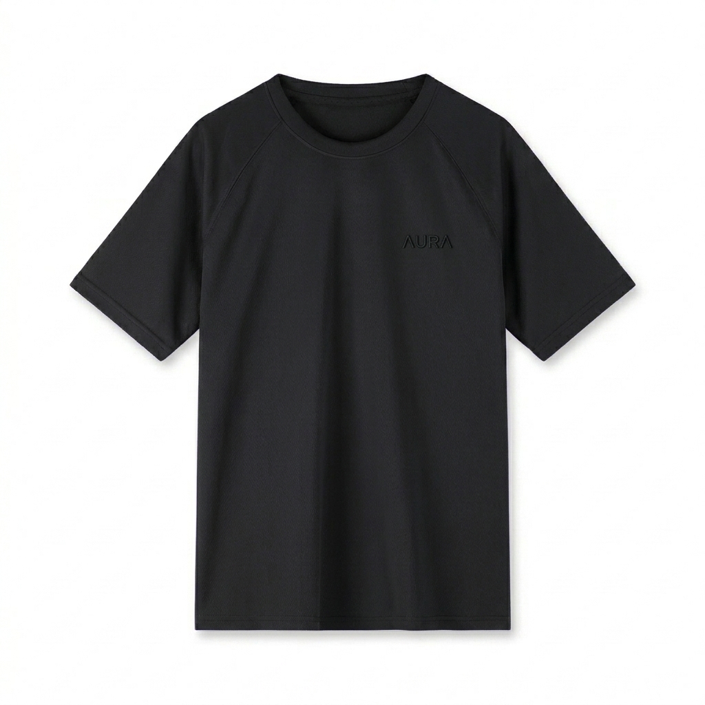 Custom Custom Raglan Mesh T-Shirt design direction 1: Minimalist Active Wordmark featuring the AURA wordmark