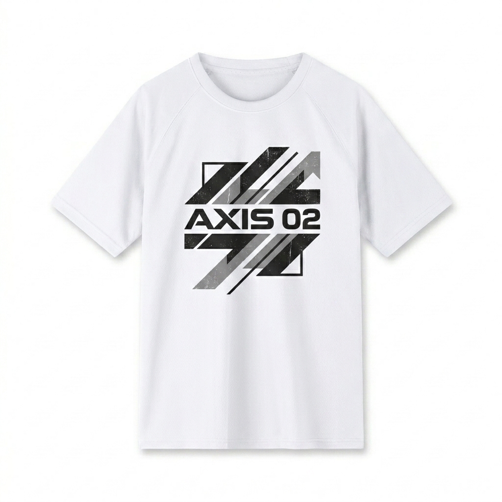 Custom Custom Raglan Mesh T-Shirt design direction 2: Abstract Geometric Graphic featuring the AXIS 02 wordmark