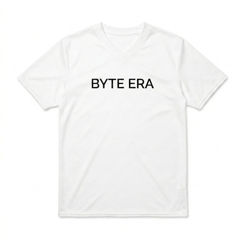 Custom Recycled Unisex Sports Jersey design direction 2: Retro Glitch Jersey featuring the BYTE ERA wordmark