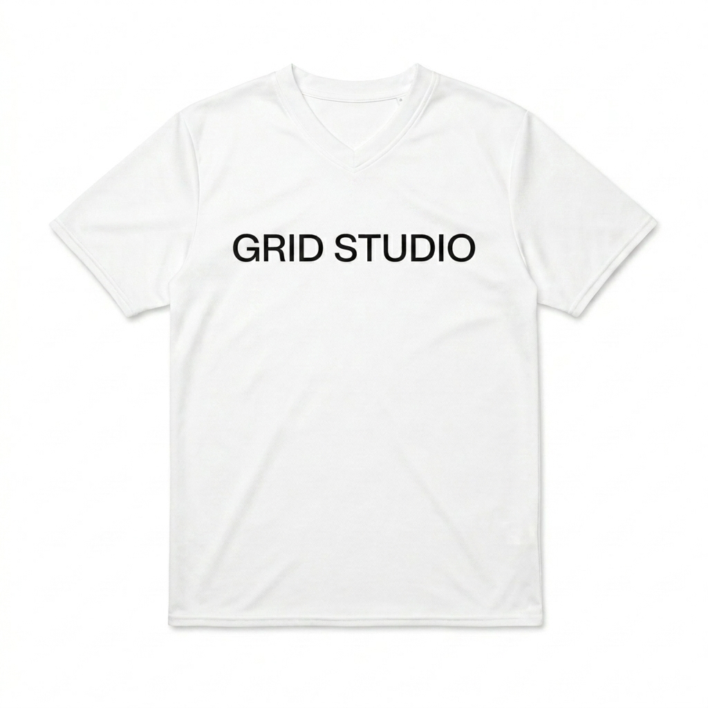 Custom Recycled Unisex Sports Jersey design direction 3: Geometric Grid Jersey featuring the GRID STUDIO wordmark