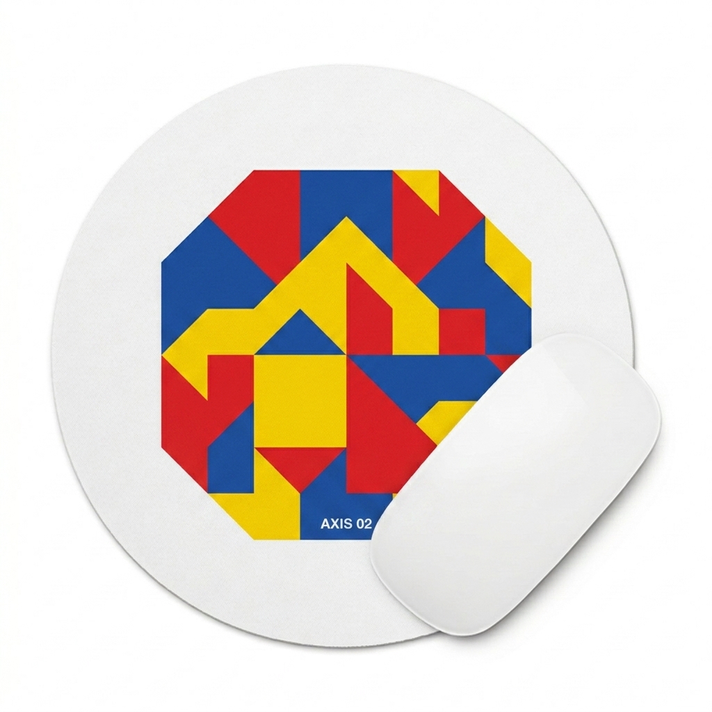Custom Custom Round Mouse Pad design direction 2: Geometric Abstract Graphic featuring the AXIS 02 wordmark