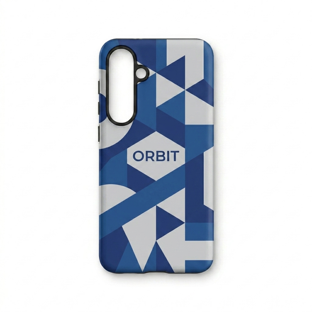 Custom Custom Samsung Phone Case design direction 2: Abstract Geometric Graphic featuring the ORBIT wordmark