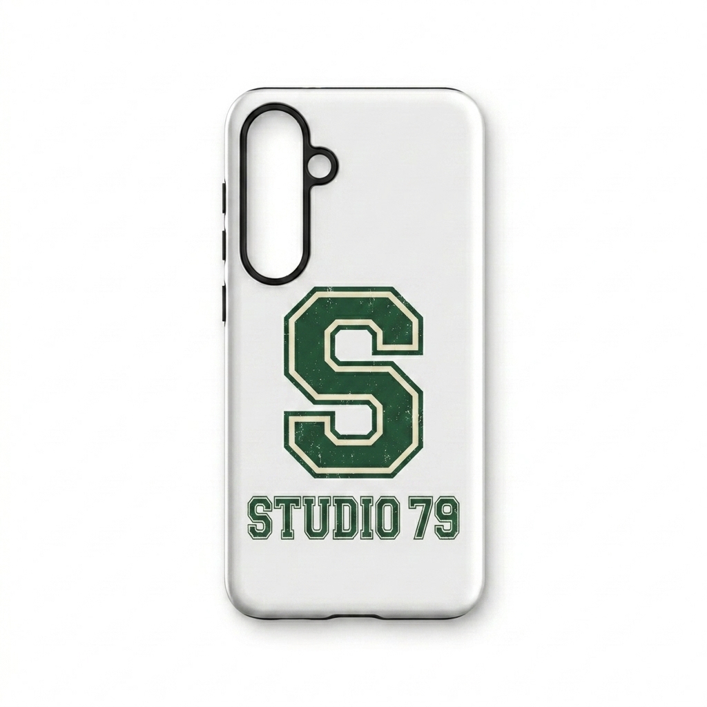 Custom Custom Samsung Phone Case design direction 3: Retro Collegiate Emblem featuring the STUDIO 79 wordmark